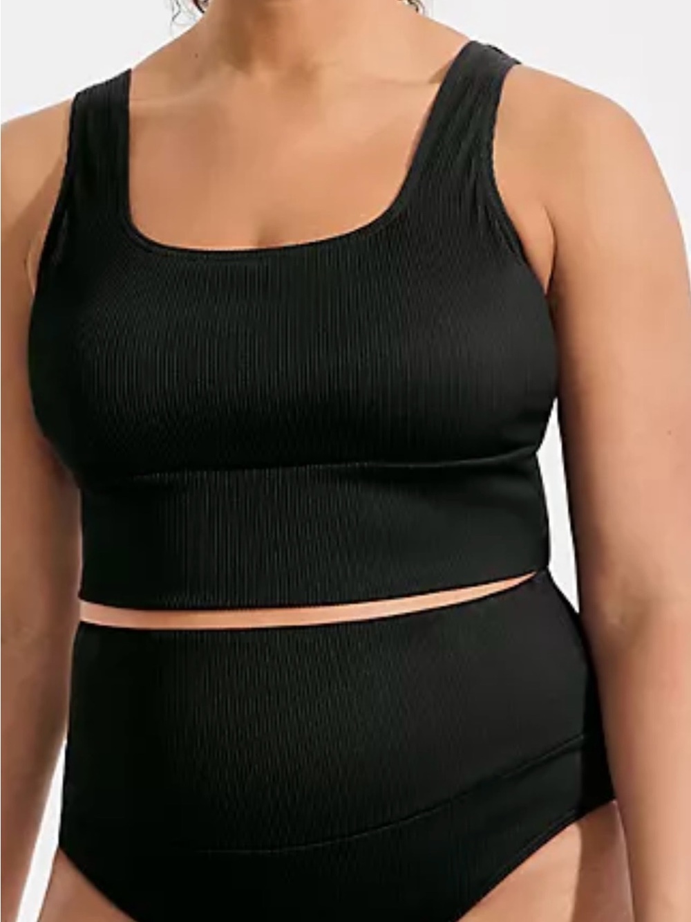 Vintage Y2K Lands’ End Black Modest tankini Swimsuit Set 22W Soft Cup Plus Size